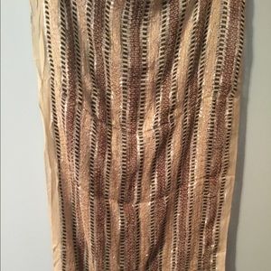 Infinity scarf neutral colors with metallic accent